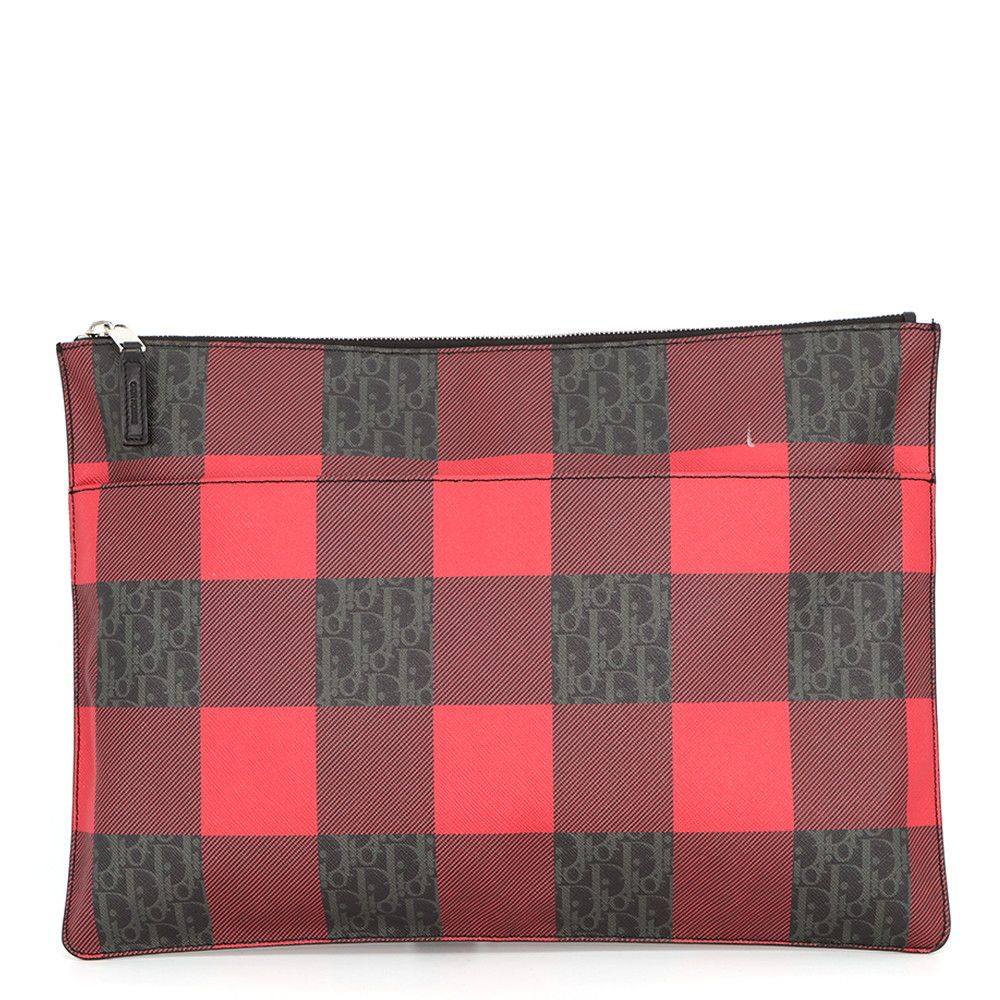 Dior Clutch Homme Trotter Plaid Black