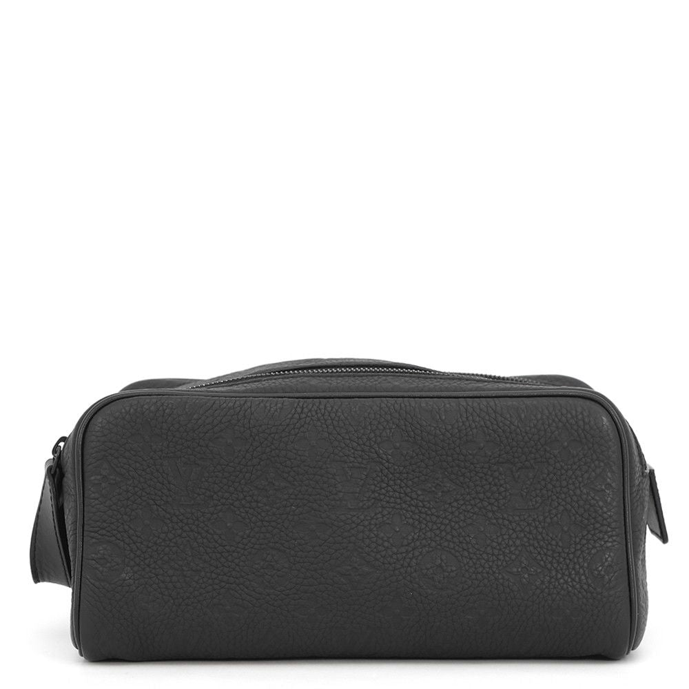 Louis Vuitton Clutch Monogram Taurillon Dopp Kit Pouch Handbag Black