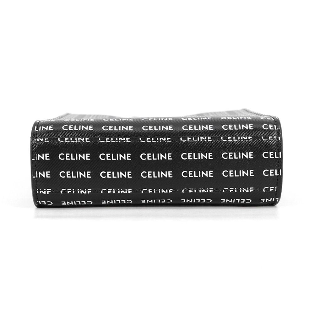Celine Mini Vertical Cabas Logo Leather 2-Way Shoulder Bag Black White — view 3