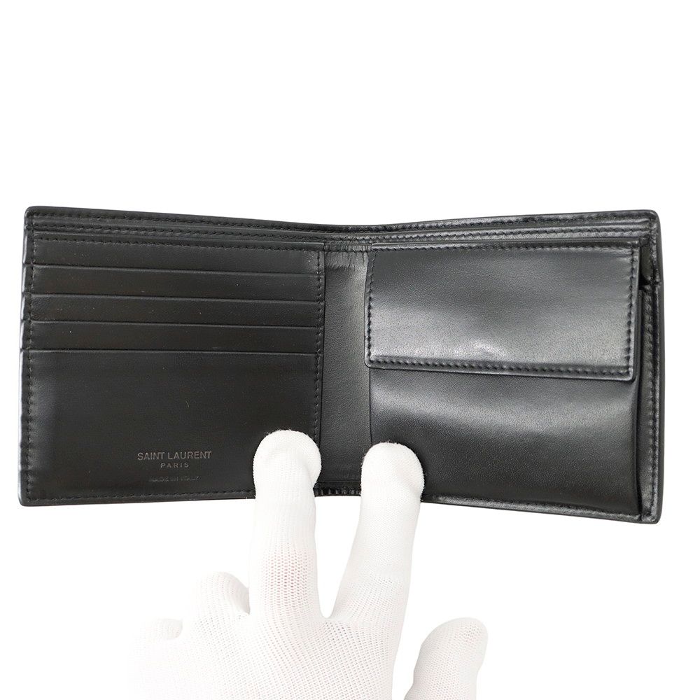 Saint Laurent Paris Bifold Wallet Compact Leather Black — view 4