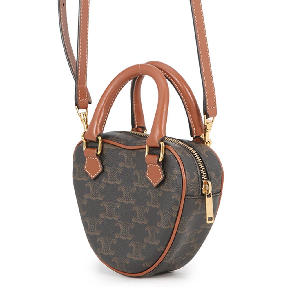 Celine Triomphe Heart Leather 2-Way Shoulder Bag Brown — view 2