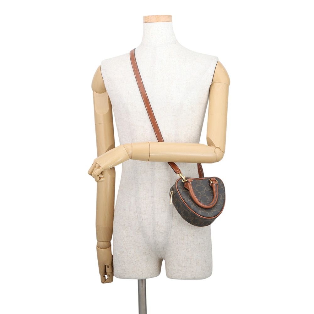 Celine Triomphe Heart Leather 2-Way Shoulder Bag Brown — view 5