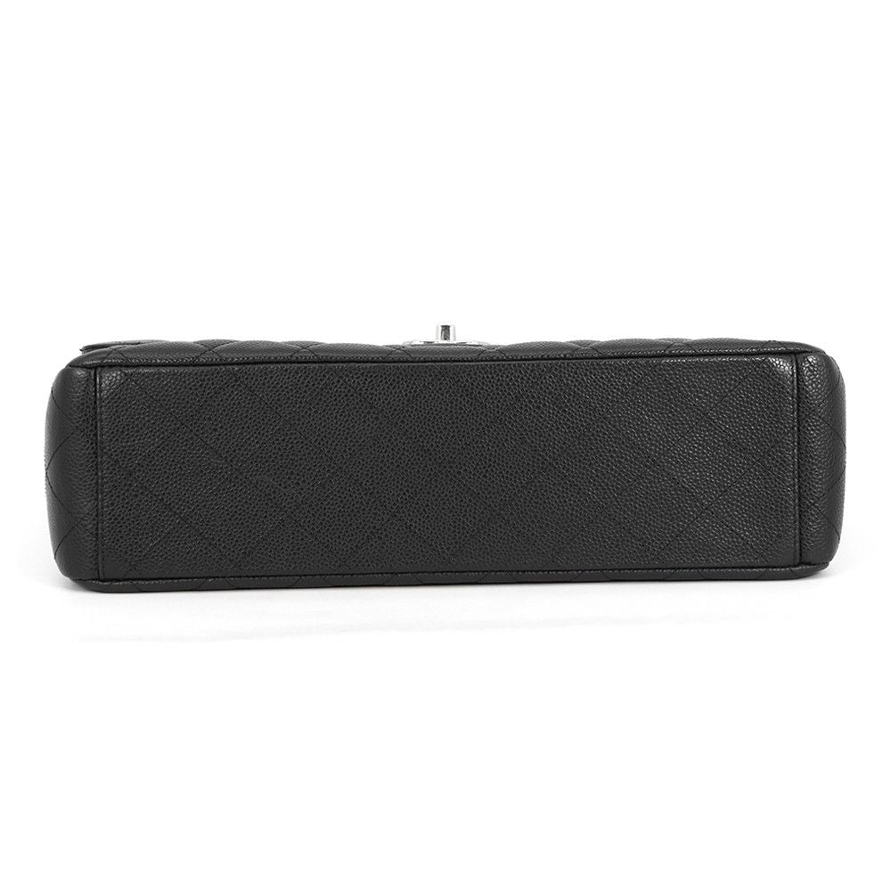 Chanel Chain Shoulder Bag Quilted 34 CC Logo Maxi Double Flap Caviar Leather — view 3