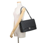 Chanel Chain Shoulder Bag Quilted 34 CC Logo Maxi Double Flap Caviar Leather — view 4