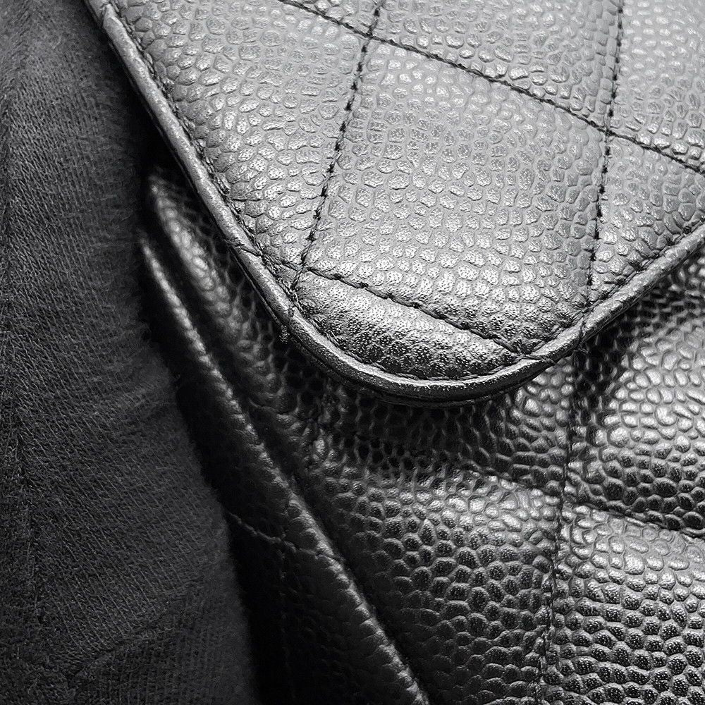Chanel Chain Shoulder Bag Quilted 34 CC Logo Maxi Double Flap Caviar Leather — view 9