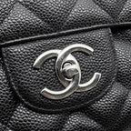 Chanel Chain Shoulder Bag Quilted 34 CC Logo Maxi Double Flap Caviar Leather — view 8