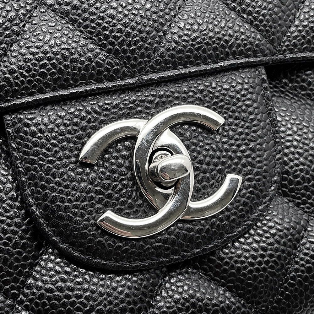 Chanel Chain Shoulder Bag Quilted 34 CC Logo Maxi Double Flap Caviar Leather — view 8