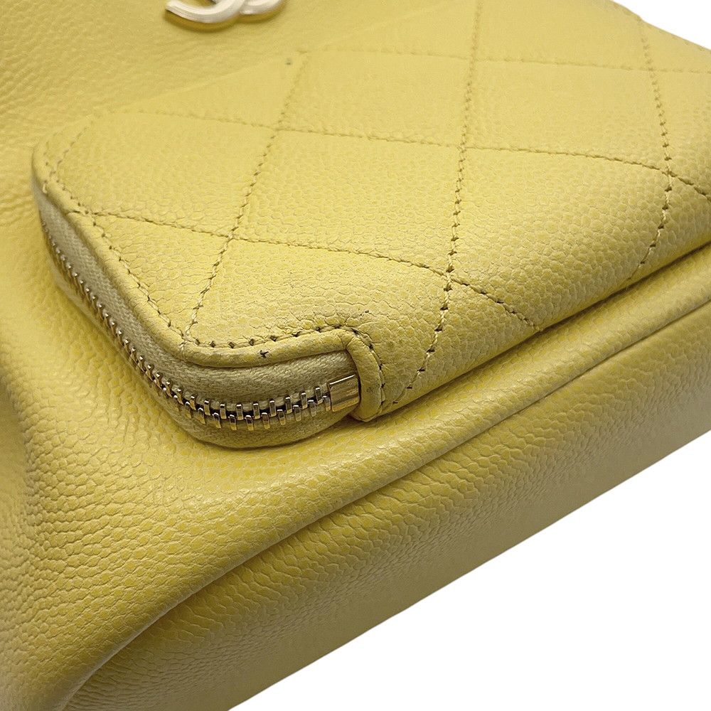 Chanel Chain Shoulder Bag Quilted CC Logo Caviar Leather — view 6