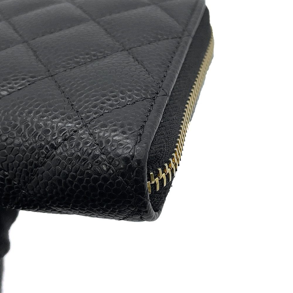 Chanel Wallet Quilted Classic Long Zip CC Logo Caviar Leather Black — view 5