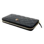 Chanel Wallet Quilted Classic Long Zip CC Logo Caviar Leather Black — view 2