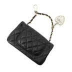 Chanel Charm CC Logo Quilted Mini Bag Lambskin Mini Pouch Case Black — view 3
