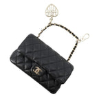 Chanel Charm CC Logo Quilted Mini Bag Lambskin Mini Pouch Case Black