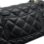 Chanel Charm CC Logo Quilted Mini Bag Lambskin Mini Pouch Case Black — view 8