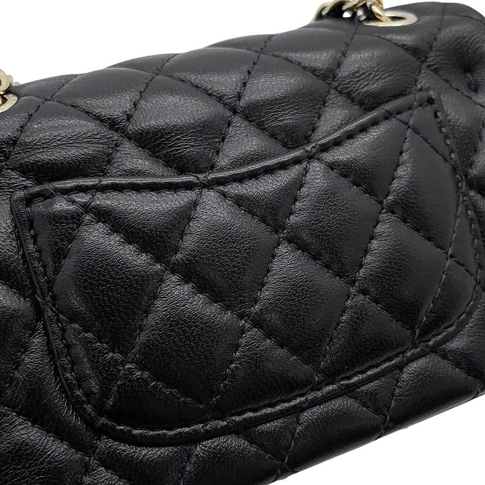 Chanel Charm CC Logo Quilted Mini Bag Lambskin Mini Pouch Case Black — view 8