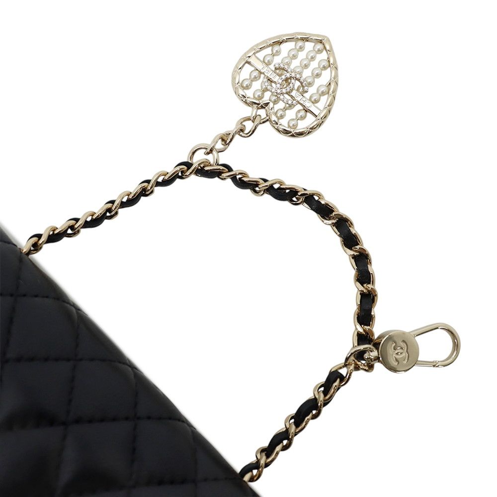 Chanel Charm CC Logo Quilted Mini Bag Lambskin Mini Pouch Case Black — view 4