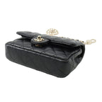 Chanel Charm CC Logo Quilted Mini Bag Lambskin Mini Pouch Case Black — view 2