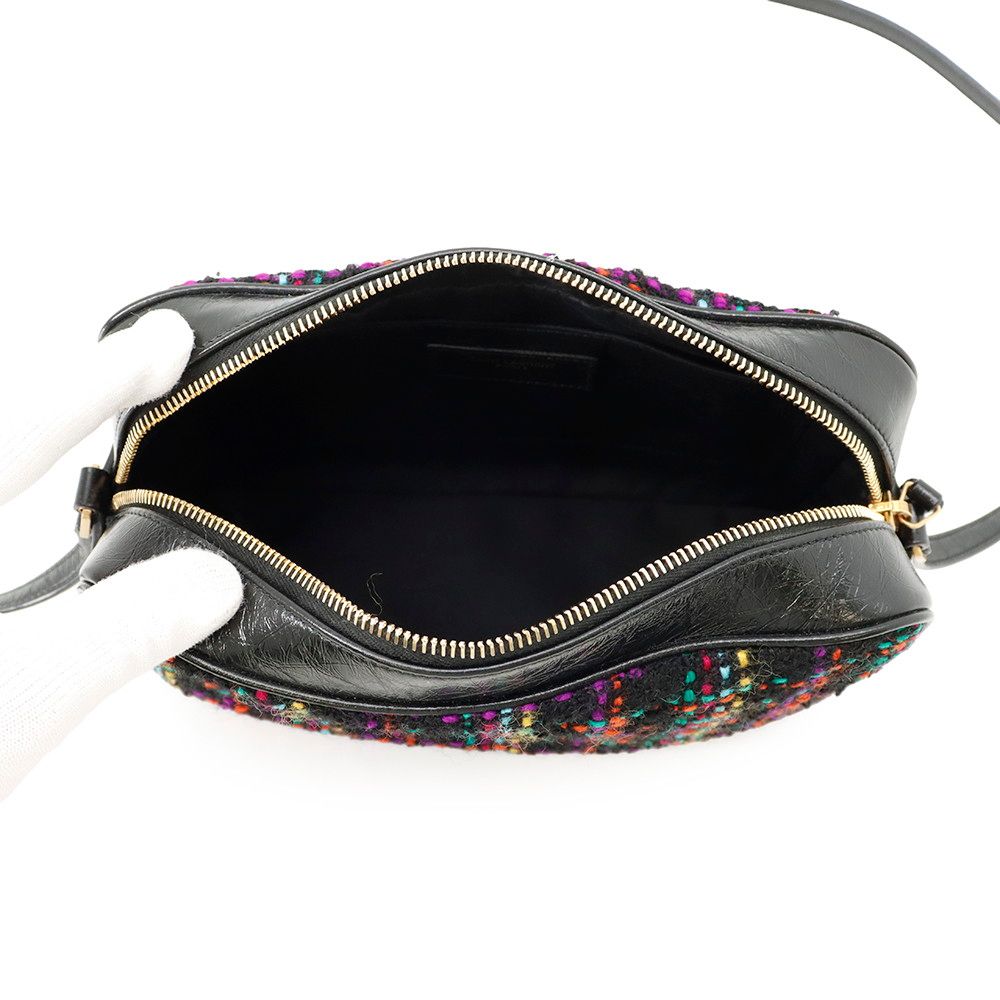 Saint Laurent Paris Shoulder Bag Tweed with Tassel Black — view 5