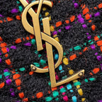 Saint Laurent Paris Shoulder Bag Tweed with Tassel Black — view 9