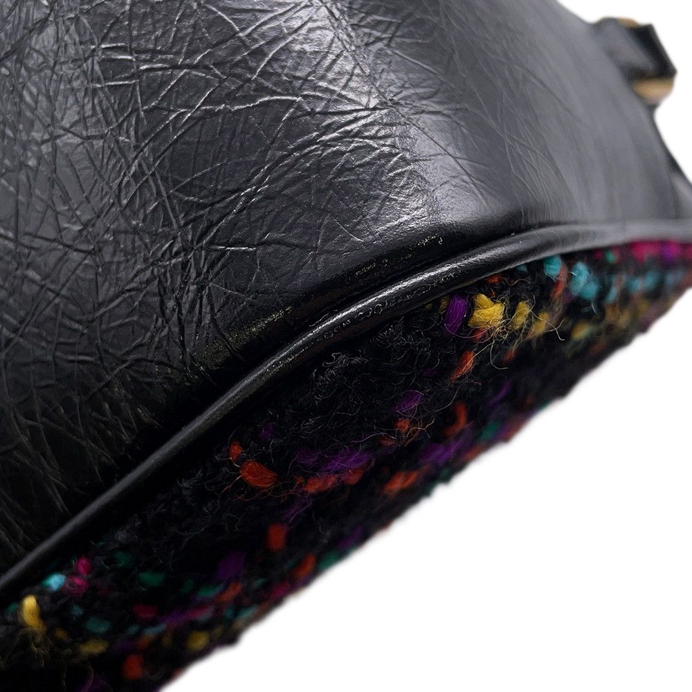 Saint Laurent Paris Shoulder Bag Tweed with Tassel Black — view 8
