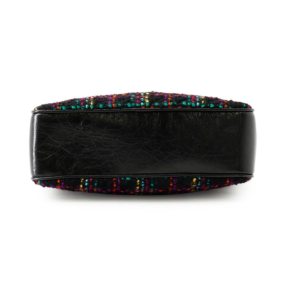Saint Laurent Paris Shoulder Bag Tweed with Tassel Black — view 3