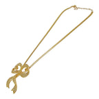 Dior Rhinestone Ribbon Motif Necklace Gold