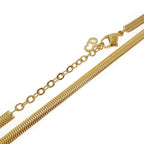Dior Rhinestone Ribbon Motif Necklace Gold — view 7