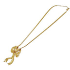 Dior Rhinestone Ribbon Motif Necklace Gold — view 5