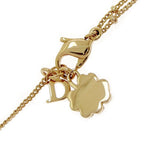 Dior Rhinestone D Logo Heart Double Strand Necklace Gold — view 7