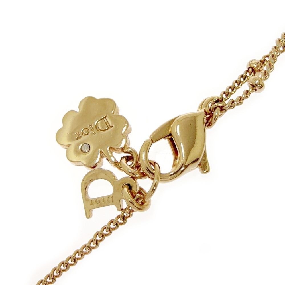 Dior Rhinestone D Logo Heart Double Strand Necklace Gold — view 6
