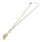 Dior Rhinestone D Logo Heart Double Strand Necklace Gold