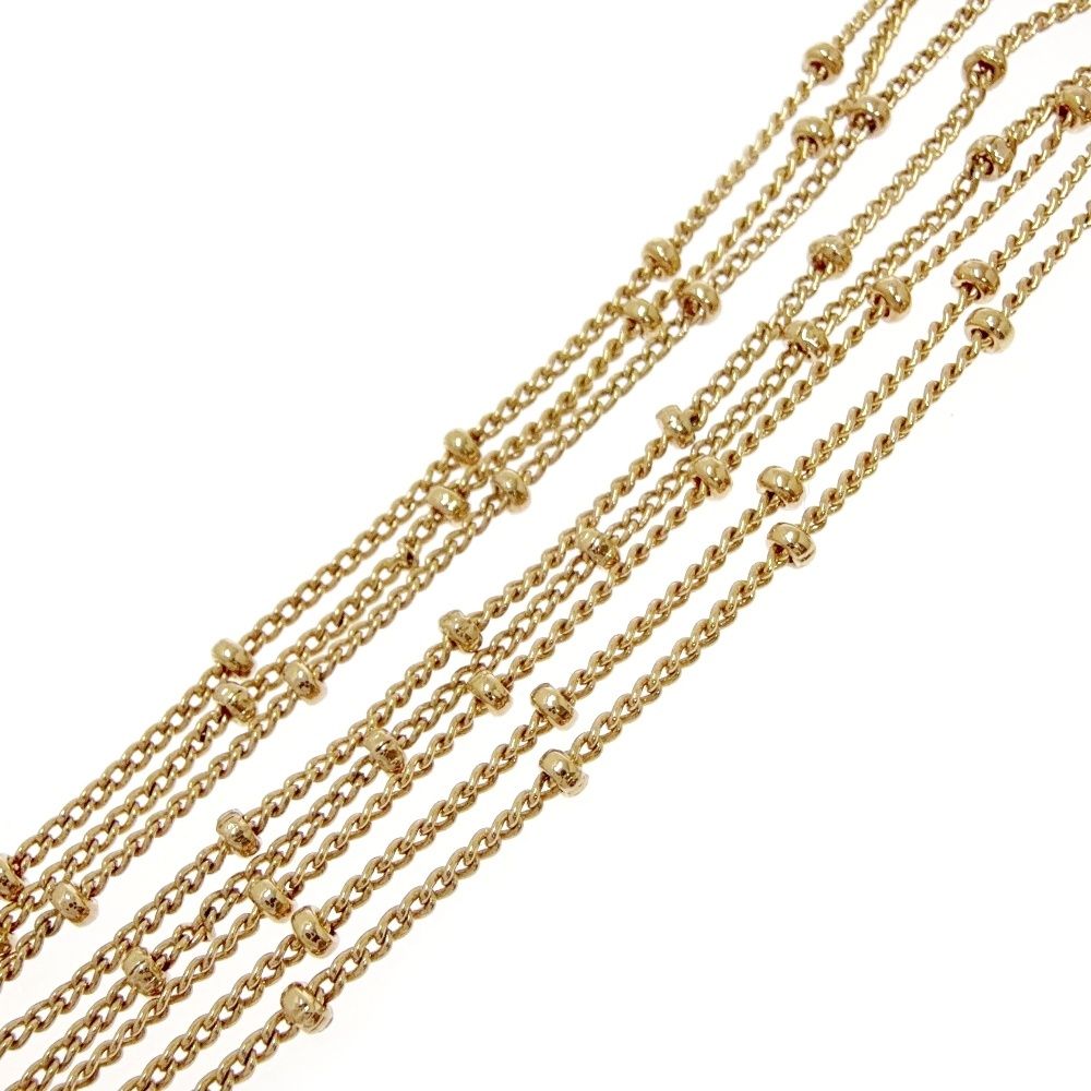 Dior Rhinestone D Logo Heart Double Strand Necklace Gold — view 8