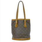 Louis Vuitton LV Bucket PM Monogram Shoulder Bag Tote Brown
