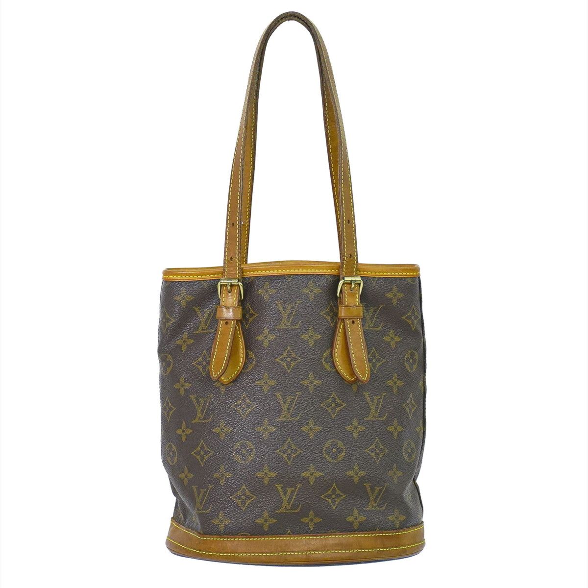 Louis Vuitton LV Bucket PM Monogram Shoulder Bag Tote Brown