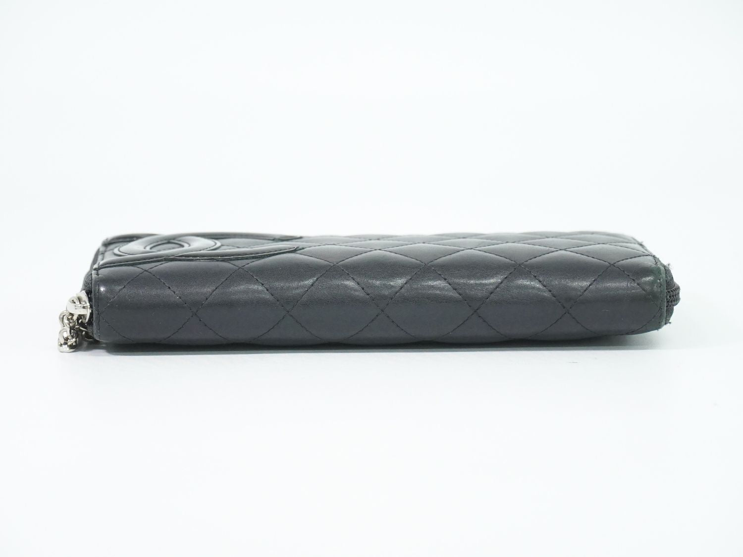 Chanel CC Logo Cambon Line Zip Around Wallet Calfskin Leather Black — view 3