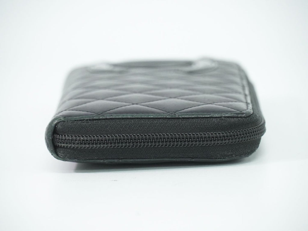 Chanel CC Logo Cambon Line Zip Around Wallet Calfskin Leather Black — view 4