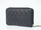 Chanel CC Logo Cambon Line Zip Around Wallet Calfskin Leather Black — view 2