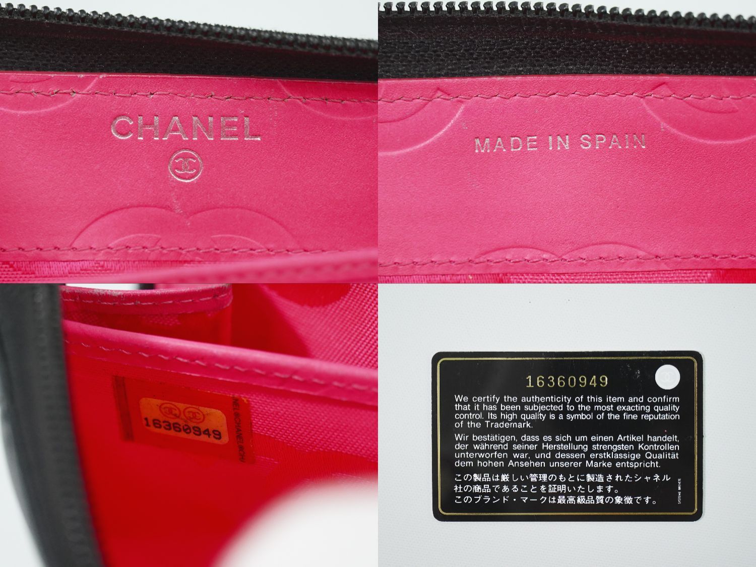 Chanel CC Logo Cambon Line Zip Around Wallet Calfskin Leather Black — view 9