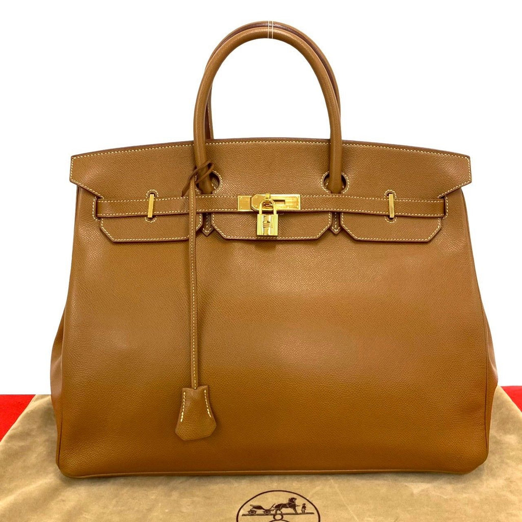 Hermes Birkin 40 Courchevel Boston Bag Tote Gold