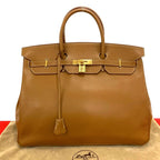 Hermes Birkin 40 Courchevel Boston Bag Tote Gold