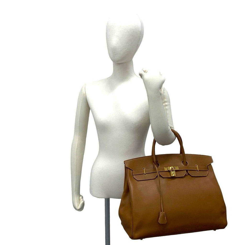 Hermes Birkin 40 Courchevel Boston Bag Tote Gold — view 2