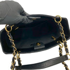 Chanel Box Card with Petite Shopping Tote PST CC Logo Caviar Leather Chain Black — view 9