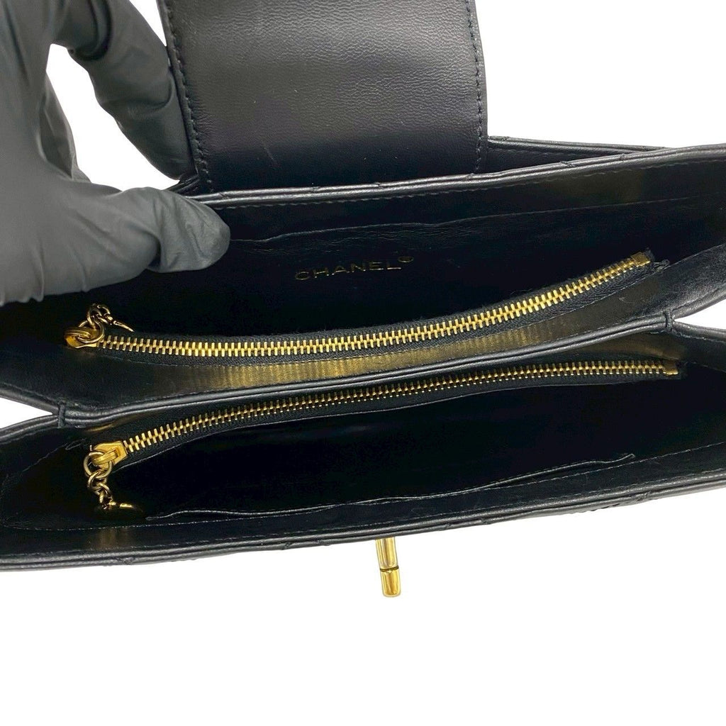 Chanel Card No 5 Quilted CC Logo Leather Shoulder Bag Black — view 9