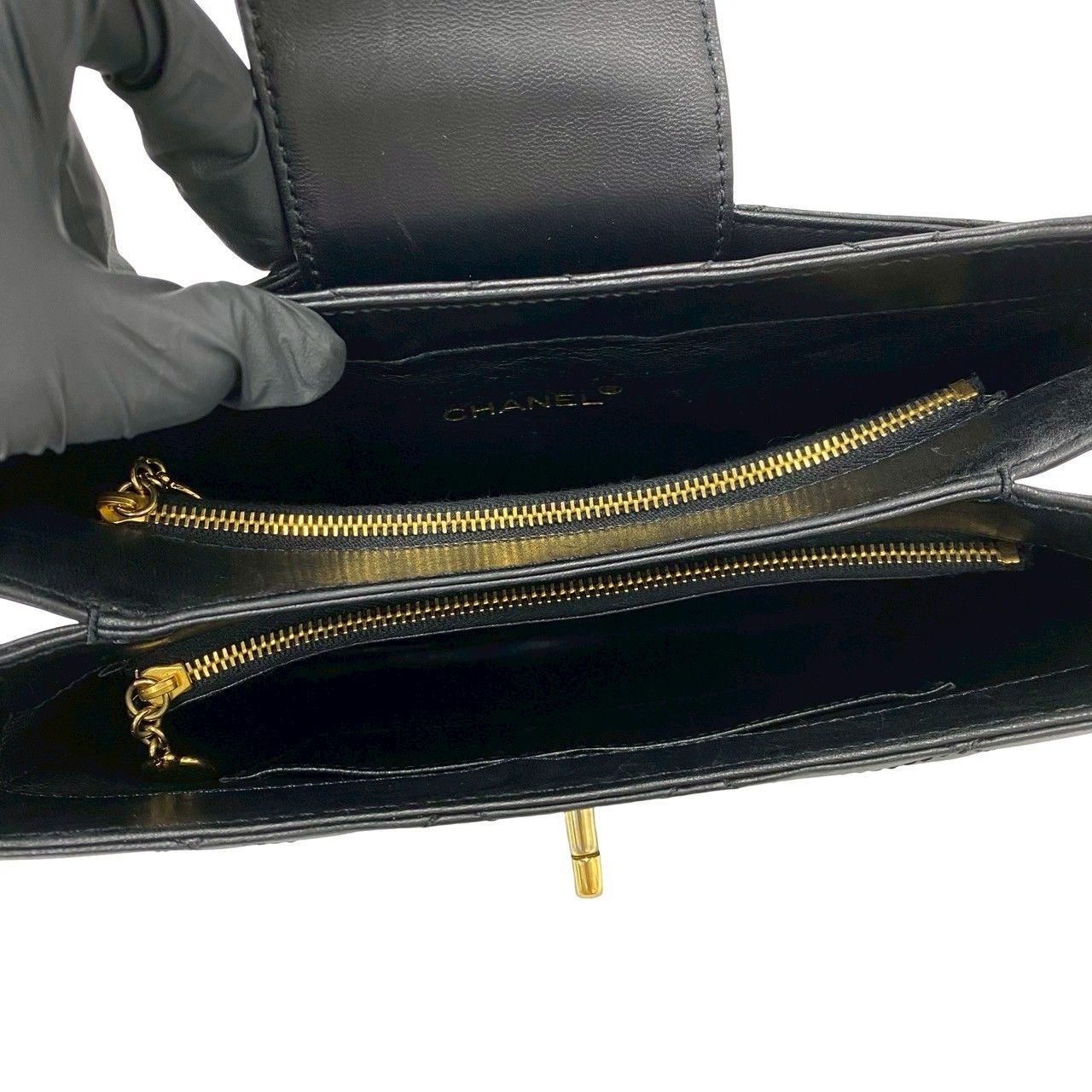 Chanel Card No 5 Quilted CC Logo Leather Shoulder Bag Black — view 9