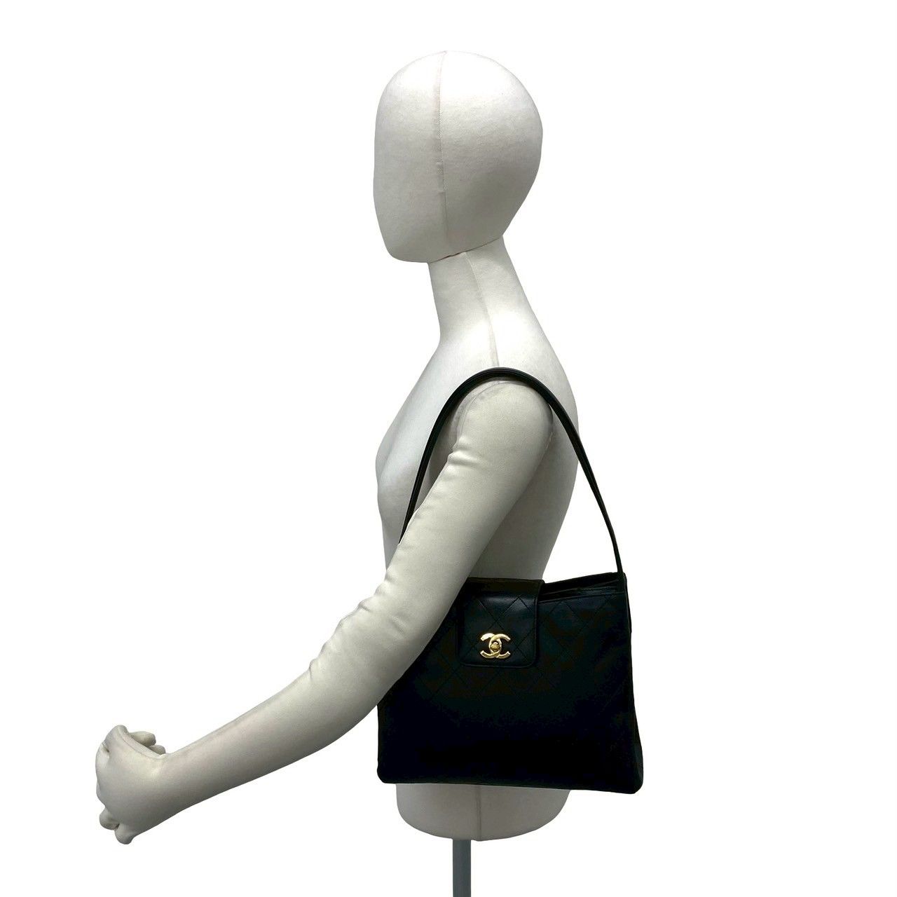 Chanel Card No 5 Quilted CC Logo Leather Shoulder Bag Black — view 2