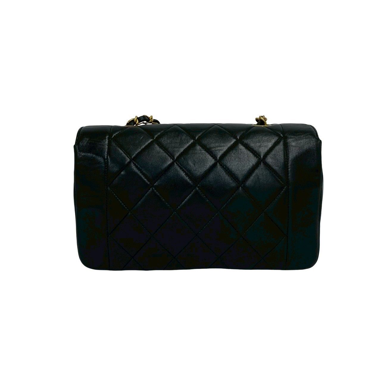 Chanel With Card Diana Quilted CC Logo Lambskin Shoulder Bag Black — view 3