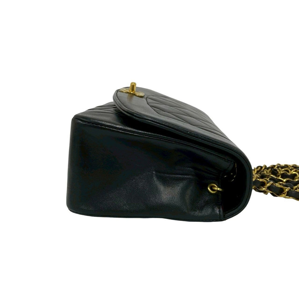 Chanel With Card Diana Quilted CC Logo Lambskin Shoulder Bag Black — view 6