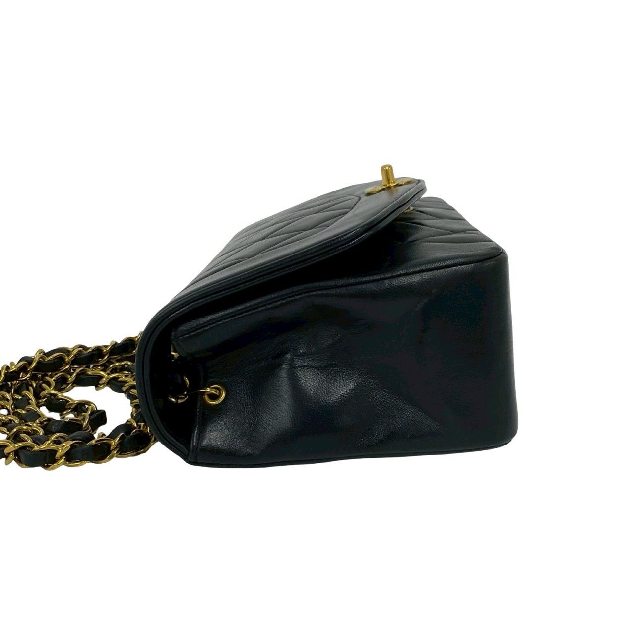 Chanel With Card Diana Quilted CC Logo Lambskin Shoulder Bag Black — view 5