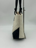 Chanel Cambon Line Tote CC Logo Soft Calf White Black — view 4