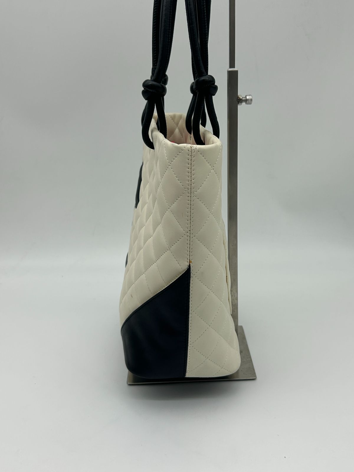 Chanel Cambon Line Tote CC Logo Soft Calf White Black — view 4