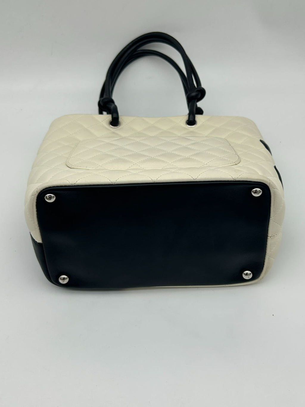 Chanel Cambon Line Tote CC Logo Soft Calf White Black — view 7
